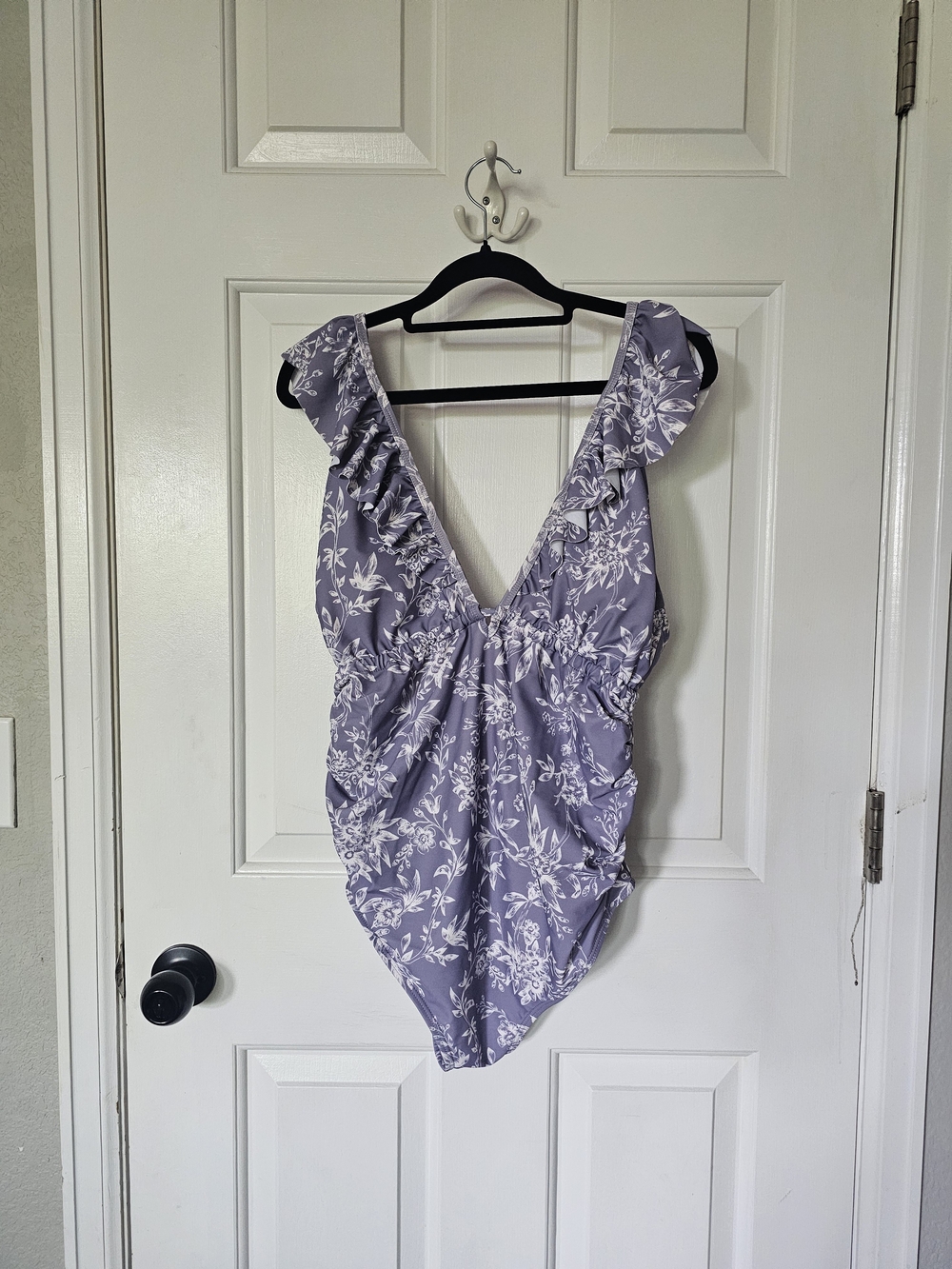 Pinkblush Lavender and White Floral One-Piece Maternity Swimsuit